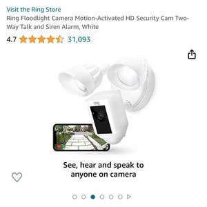 Ring Floodlight Camera Motion-Activated HD Security Cam Two-Way Talk Siren Alarm